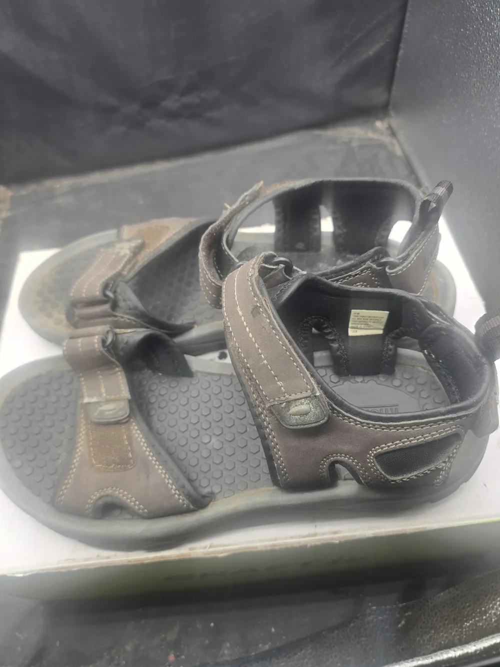 Khombu Brown and Black Men's Adjustable Strap Sandals
